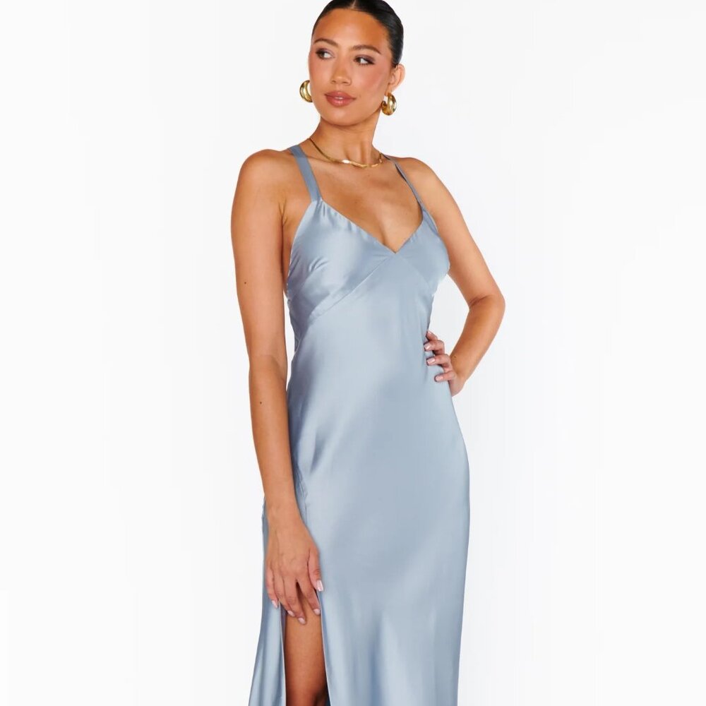 Show Me Your Mumu Anderson Maxi Dress - Steel Luxe Blue Size XS